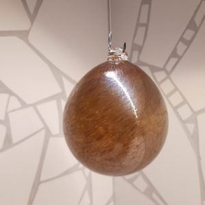 Glaskula, ljusbrun, metallic ca 7cm i diameter